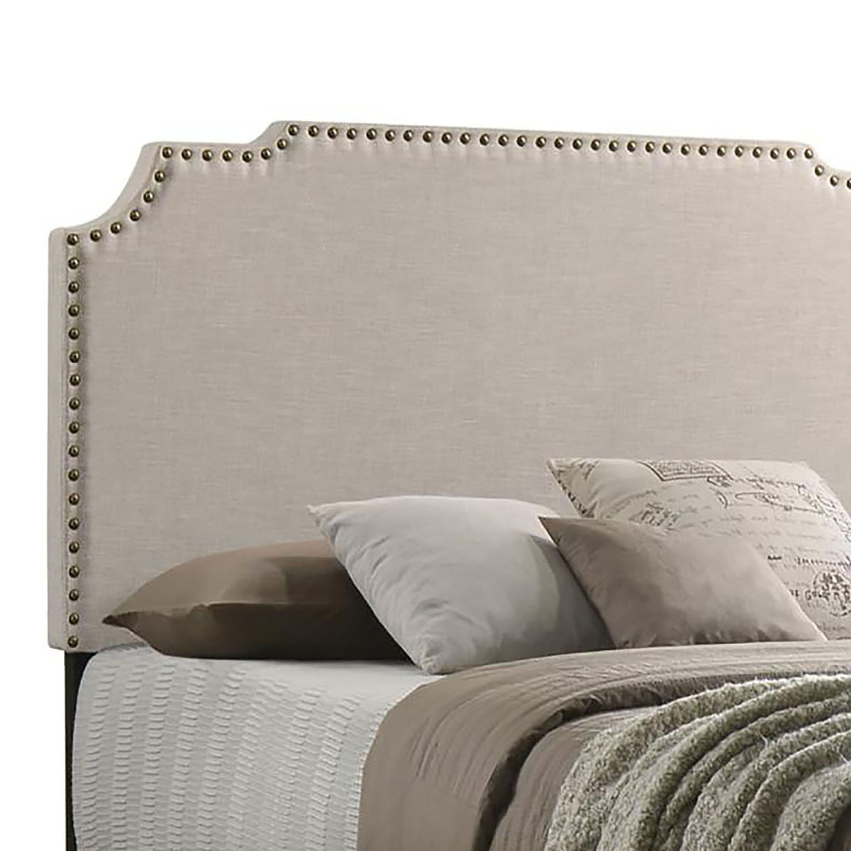 Panel Bed With Nailhead Trim, Upholstered Headboard
