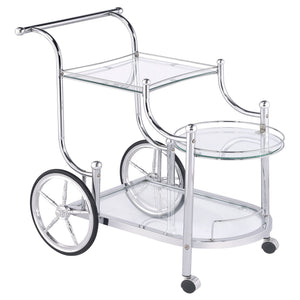 Reia - 3 Tier Cart With Casters & Tempered Glass Design - Chrome