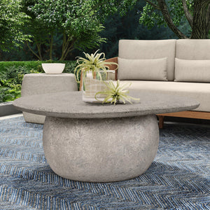 Britney - Outdoor Round Coffee Table - Light Gray