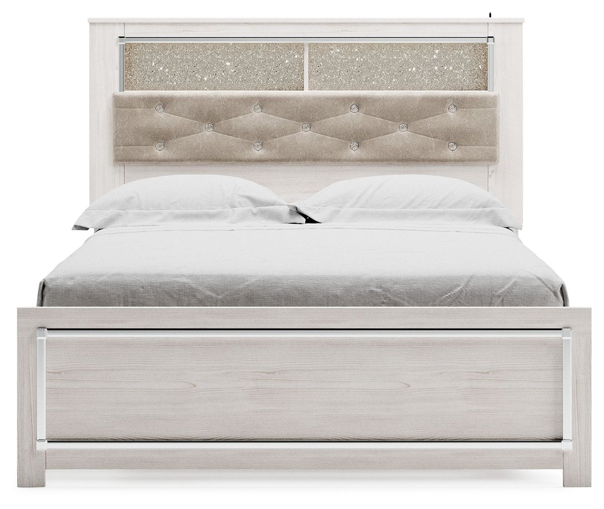 Altyra - Queen Panel Bookcase Bed With Roll Slats - White - R&R Furniture Gallery (Fountain Valley, CA)