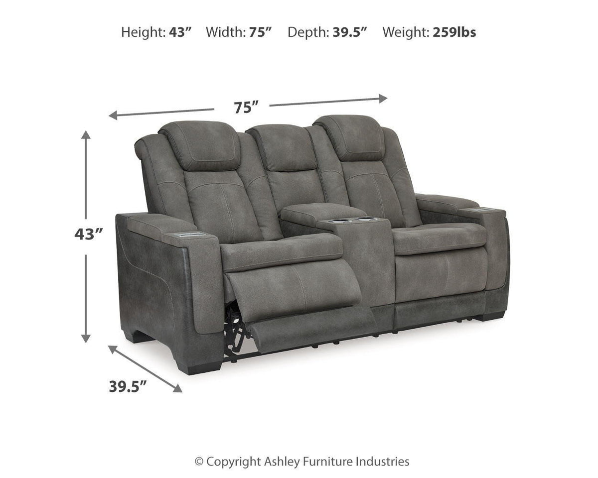 Signature Design by Ashley Next-Gen Durapella power reclining loveseat with plush cushions and reclining features.