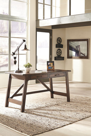 Baldridge - Home Office Large Leg Desk - Rustic Brown - R&R Furniture Gallery (Fountain Valley, CA)