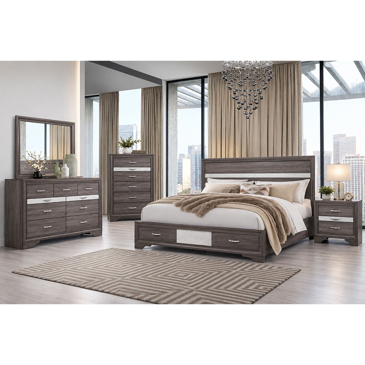 Ryder - 5 Piece Bedroom Set With Drawer Footboard