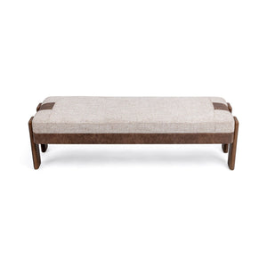 Classic Home Kava Accent Bench in Cocoa Latte with upholstered fabric and wooden legs, ideal for entryways or living rooms.