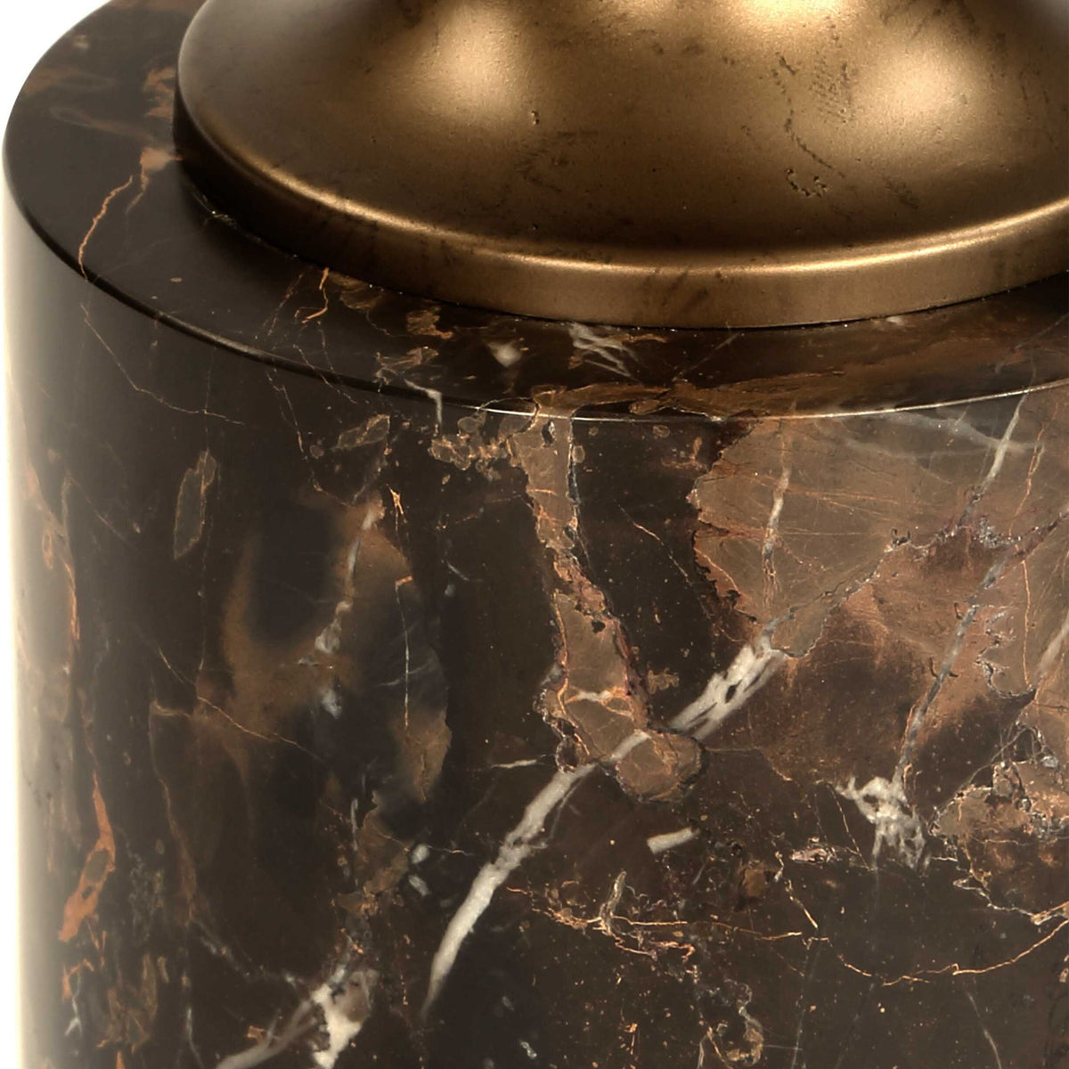 Karnes - Dark Marble Drink Table - Black / Bronze / Brown