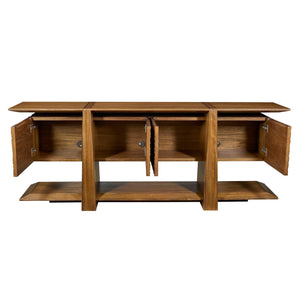 Hewned Joist - 4 Door Cabinet - Dark Brown