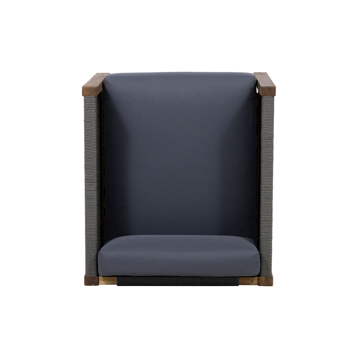 Outdoor Club Chair With Rattan Rope Wave - Teak