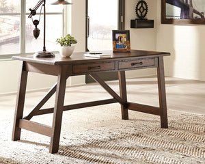 Baldridge - Home Office Large Leg Desk - Rustic Brown - R&R Furniture Gallery (Fountain Valley, CA)