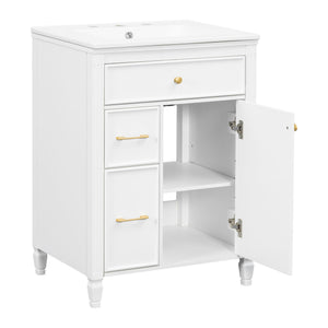 Freestanding Bathroom Vanity With Sink, Soft Close Door, Tip Out Drawer