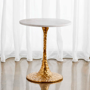 Chiseled - Side Table - Gold / White