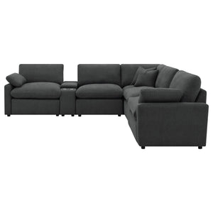 Modular Power Reclining With Lift Top Consoles, 7 Piece Configuration - Dark Gray