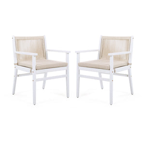 Outdoor Dining Armchair (Set of 2) - Beige / White