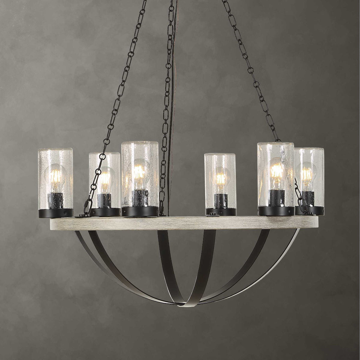 Edgecomb - 6 Light Indoor-Outdoor Chandelier - Black / Gray