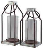 Diedrick - Lantern Set (Set of 2) - Gray / Black - R&R Furniture Gallery (Fountain Valley, CA)