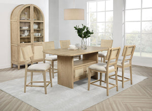 Kailani 8-piece Counter Dining Set with Cabinet Beige Oak