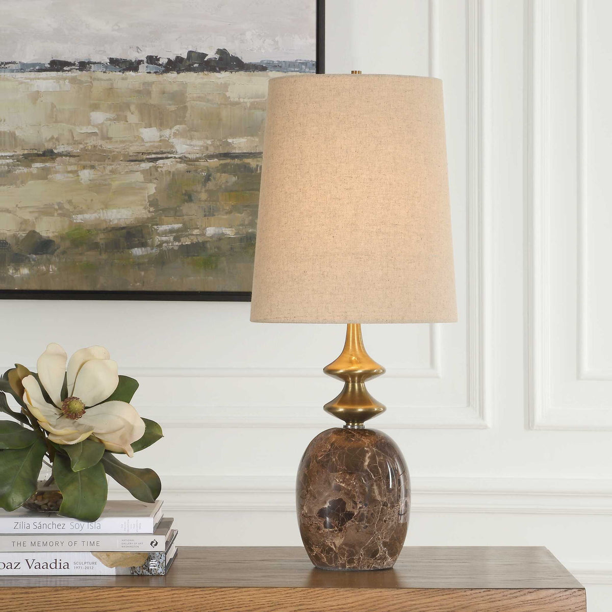 Percy - Marble Buffet Lamp - Brass / Brown