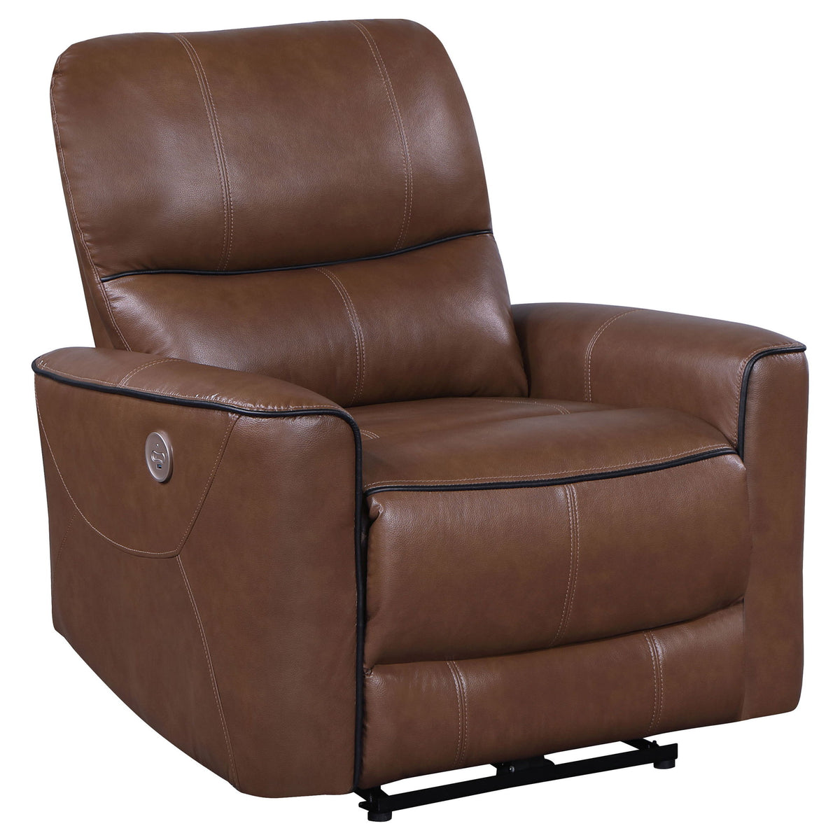 Denson - Upholstered Power Recliner Chair With USB Charging And Smooth Button Recline - Brown