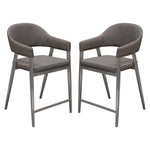 Adele Set of Two Counter Height Chairs in Grey Leatherette w/ Brushed Stainless Steel Leg
