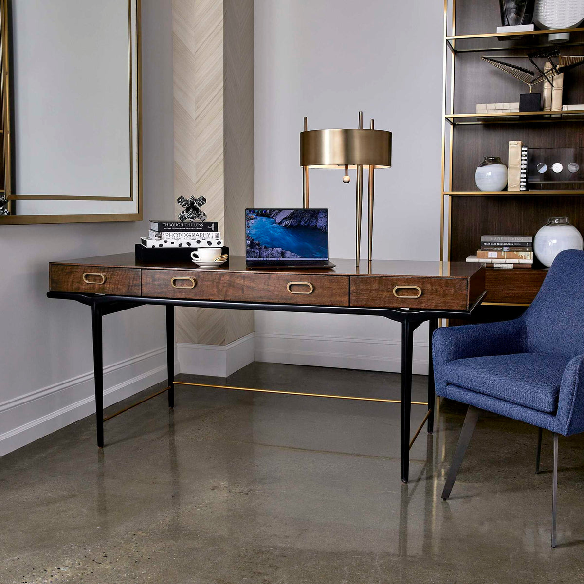 Glide - Desk - Gold / Woodtone