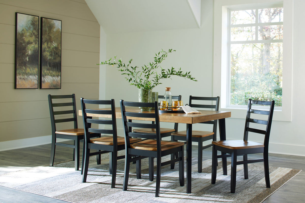 Blondon - Rectangular Drm Table Set (Set of 7) - Brown / Black - R&R Furniture Gallery (Fountain Valley, CA)