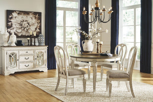 Realyn - Dining UPH Side Chair (Set of 2) - Ribbonback - Chipped White - R&R Furniture Gallery (Fountain Valley, CA)