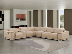 2679 - 7-Piece L-Shaped Power Reclining Sectional In Genuine Leather (4 Recliners) - R&R Furniture Gallery (Fountain Valley, CA)