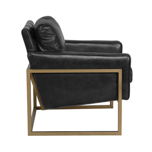 Classic Home Ken club chair with upholstered seat and backrest, shown from the front angle