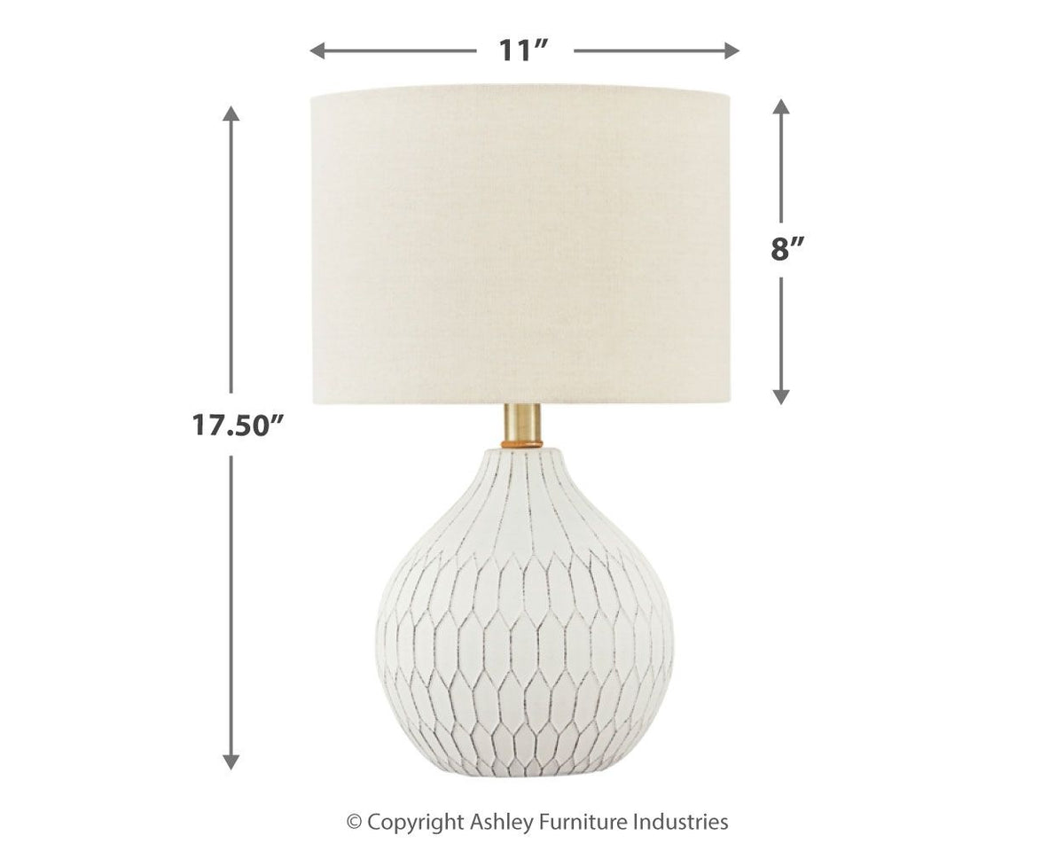 Wardmont - Ceramic Table Lamp - White - R&R Furniture Gallery (Fountain Valley, CA)