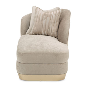 Michael Amini La Rachelle chaise with elegant upholstered design and carved wooden legs, showcasing sophisticated style.