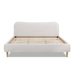 Roman - King Curved Headboard Upholstered Platform Bed - Light Beige