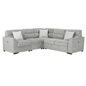Emiliano - Sectional Sofa With 3 Pillows - Nickel