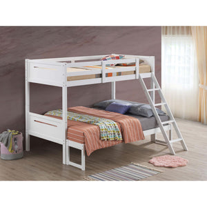 Bunk Bed With Built In Ladder, Safety Guardrails And Angled Access Step