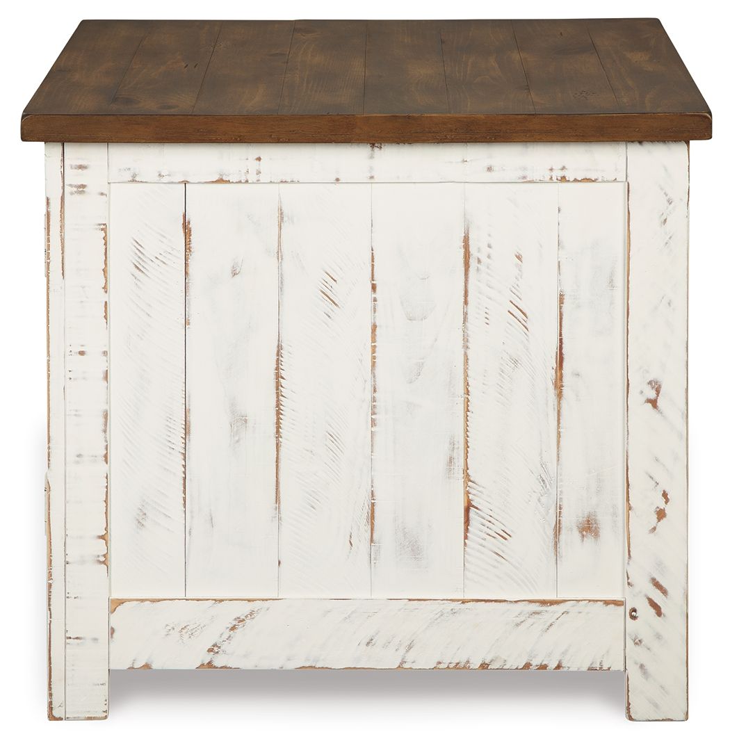 Wystfield - Rectangular End Table - 2 Doors - White / Brown - R&R Furniture Gallery (Fountain Valley, CA)