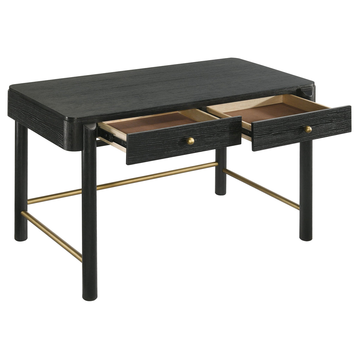 Anser - 2 Drawer Vanity Desk Makeup Table Rounded Design - Black