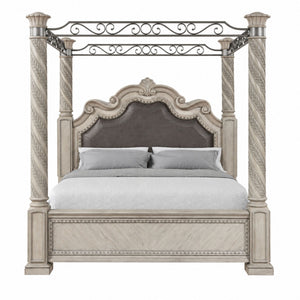 Panel Canopy King Bed - Gray