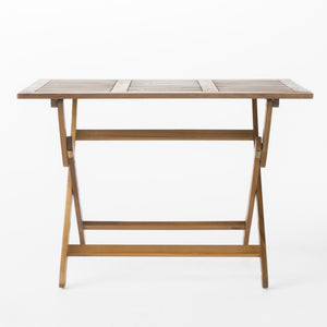 Blissique - Outdoor Foldable Wood Dining Table With Slat Design