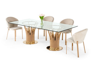 Paxton Modern Glass & Rosegold Dining Table — view 4