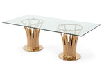 Paxton Modern Glass & Rosegold Dining Table