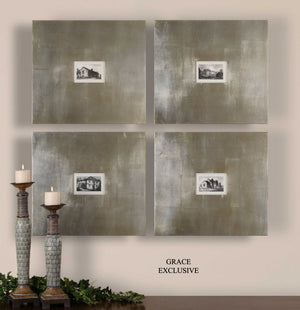Historical Buildings - Framed Art (Set of 4) - Silver