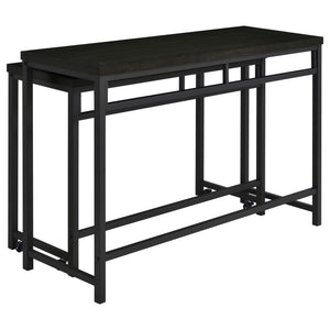 Klekner - 4 Piece Counter Height Table Set With Nesting Tables And Backless Stools - Charcoal
