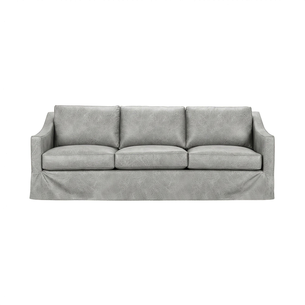 Classic Home Kipton upholstered stationary sofa with plush fabric and cushioned backrest, shown in a cozy living room setting.