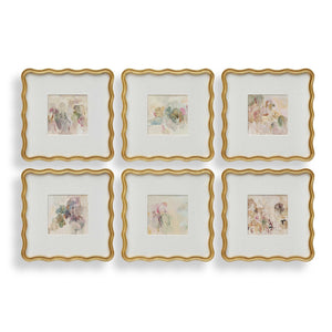 Garden Mist - Framed Canvases (Set of 6) - Gold / Pink