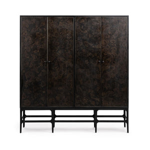 Rust Noir tall accent cabinet by Classic Home, featuring sleek design and spacious storage in a modern, stylish furniture piece.