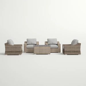 Wicker Sectional Seating Group With Cushions - Gray Mix