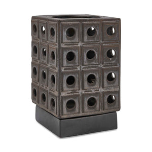Lattice - Indoor-Outdoor Lantern Candleholder - Brown / Gray