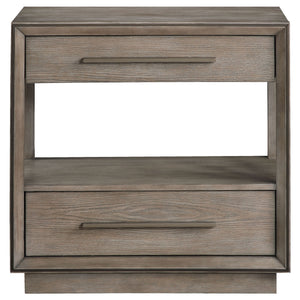 Prescott - 2 Drawers Nightstand With Open Shelf - Taupe
