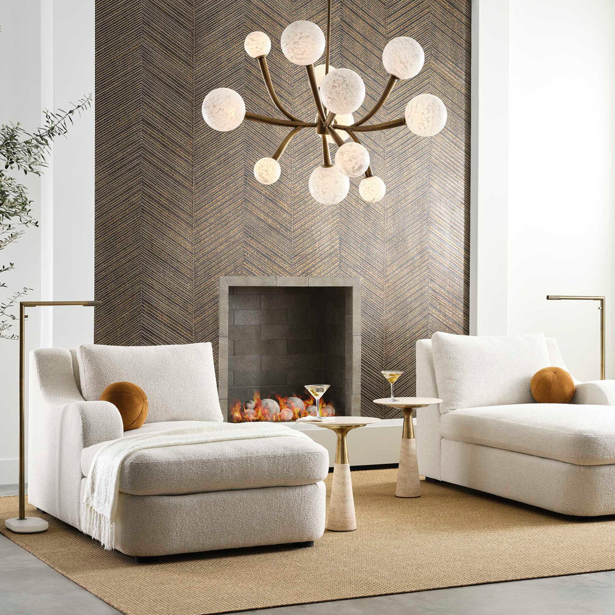 Lunar - 12 Light Pendant - Brass / White