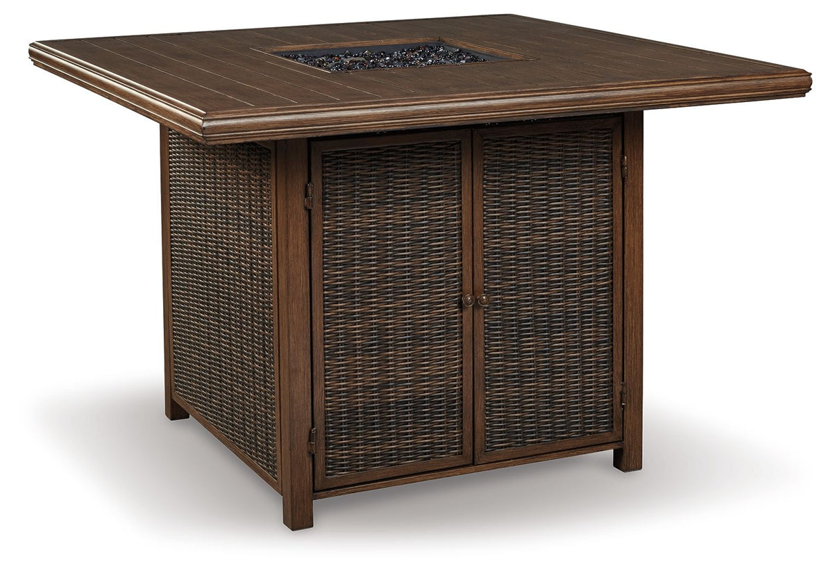 Paradise Trail - Square Bar Table w/Fire Pit - Medium Brown - R&R Furniture Gallery (Fountain Valley, CA)