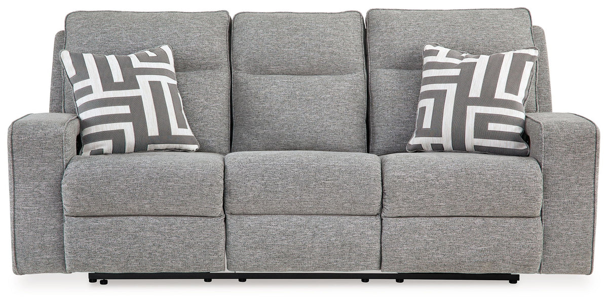 Biscoe - Power Reclining Sofa With Adj Headrest - Pewter - R&R Furniture Gallery (Fountain Valley, CA)