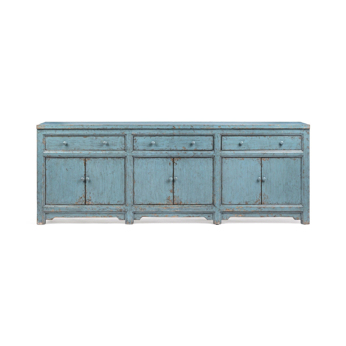 Classic Home Winford 3-drawer, 6-door buffet cabinet showing wooden finish and spacious storage compartments.